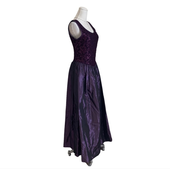Vintage 90s Jessica McClintock Purple Lace Taffeta Gown Dress Prom Formal S M - Picture 5 of 14